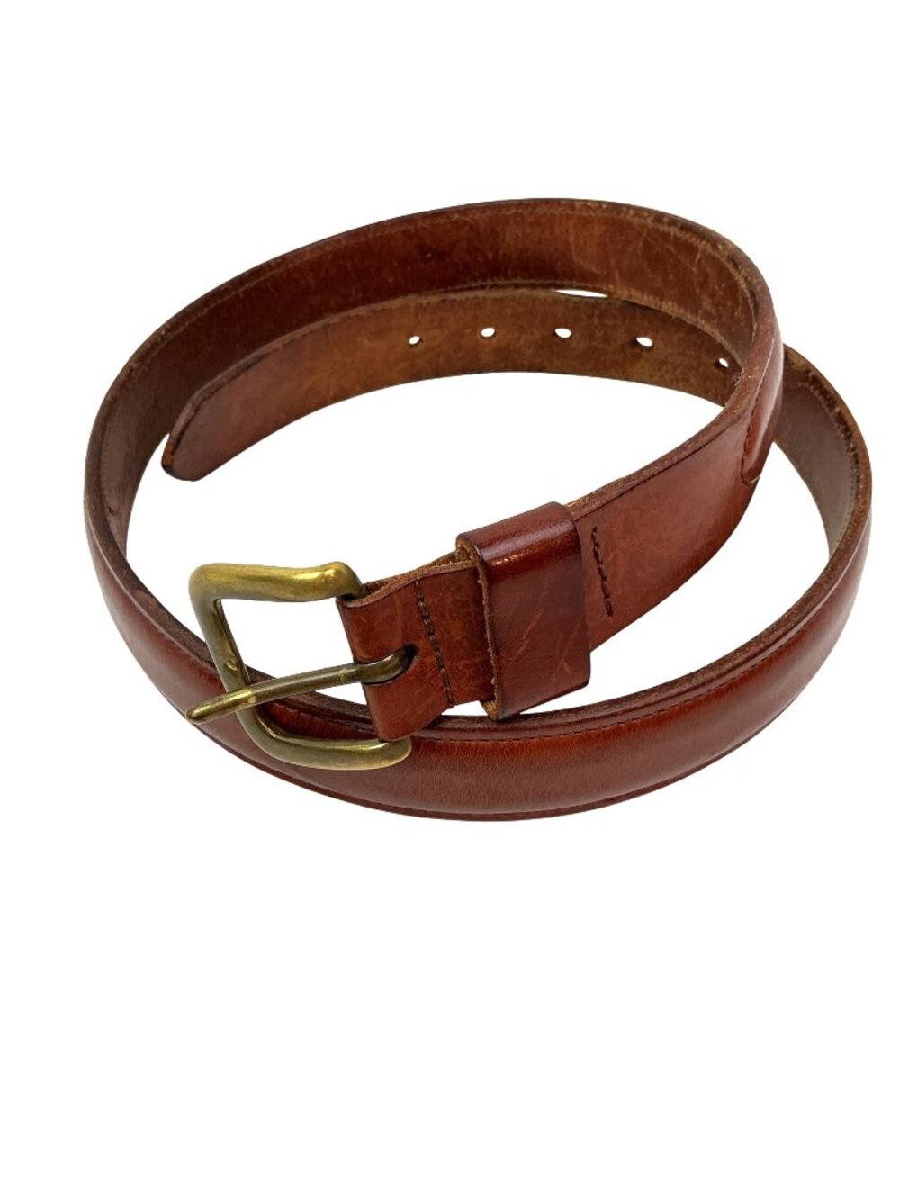 Polo Ralph Lauren Classic Leather Dress Belt Mens 34 Cognac With Brass Buckle